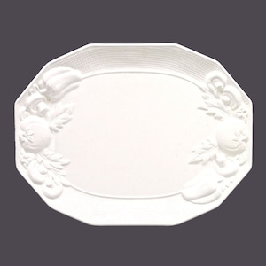 Himark Harvest Weave Chef's favorite all-white oval turkey platter. Embossed fruit, vegetables. Minor flaws (see below).