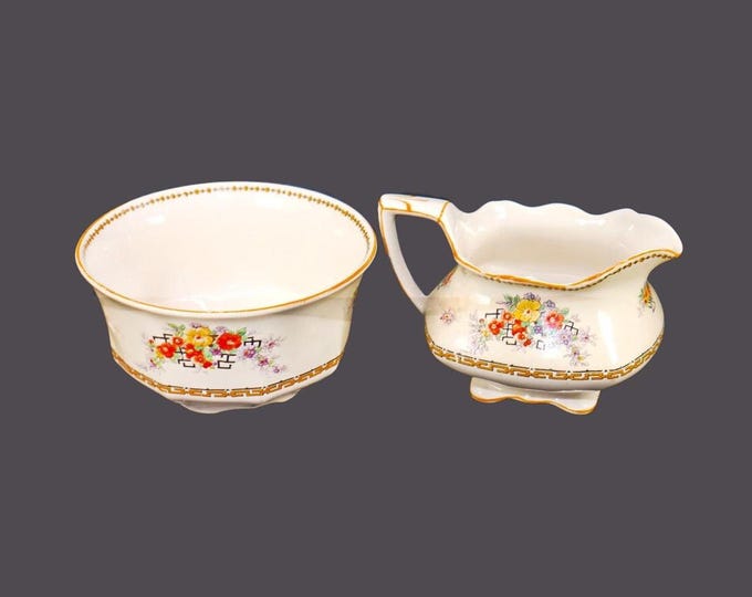 Antique Edwardian Age Myott F2832 creamer and sugar bowl made in England.