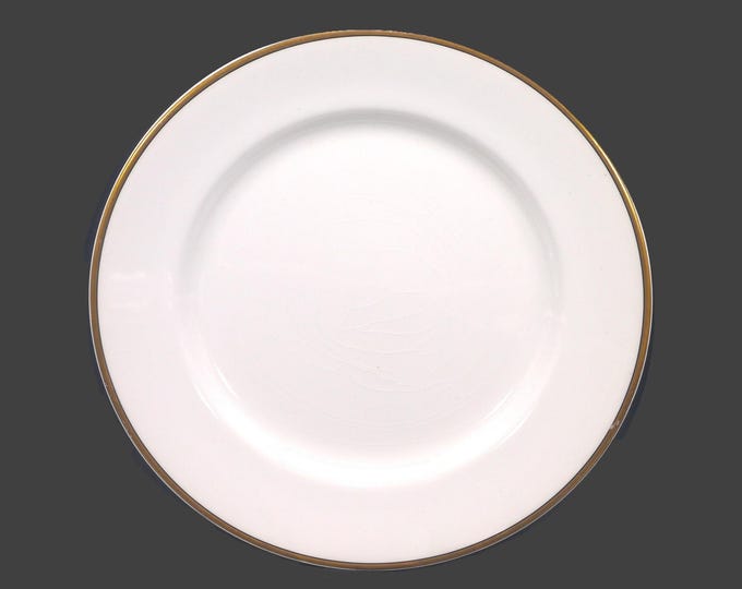 Johnson Brothers JB570 dinner plate. Gold trim, black pen line. Pareek Ironstone made in England. Sold individually.