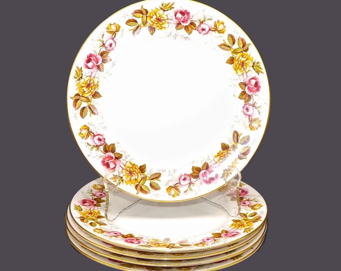 Five Coalport Rosalinda salad plates made in England.