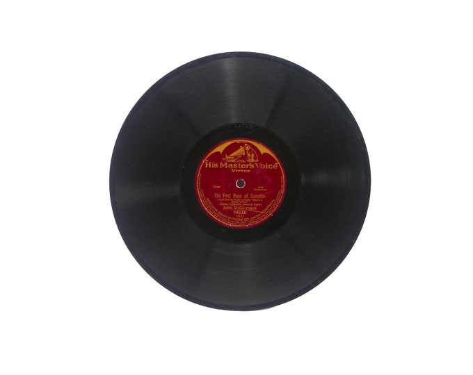 Antique one-sided record RCA Victor The First Rose of Summer. John McCormack. From "She's a Good Fellow" musical 1919. 78 RPM, 10".