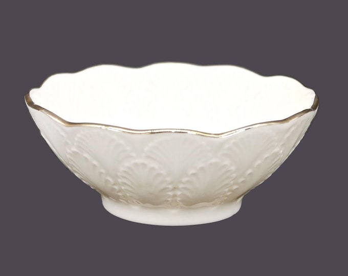 Lenox Autumn Leaf open sugar bowl | candy dish. All cream, embossed leaves, gold edge.