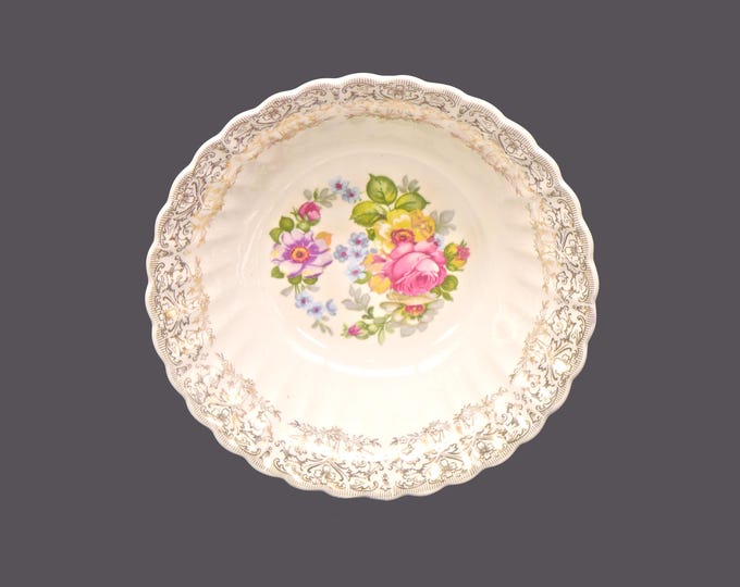 Mid-century American Limoges La Marr K-S542 round serving bowl made in the USA. Central florals, filigree rim.
