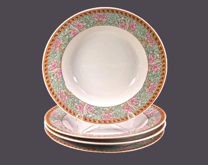 Four Grindley by Kopin rimmed soup bowls made in Indonesia.