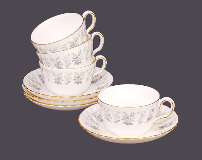 Minton Alpine Spring cup and saucer sets. Bone china made in England. Choose quantity below.