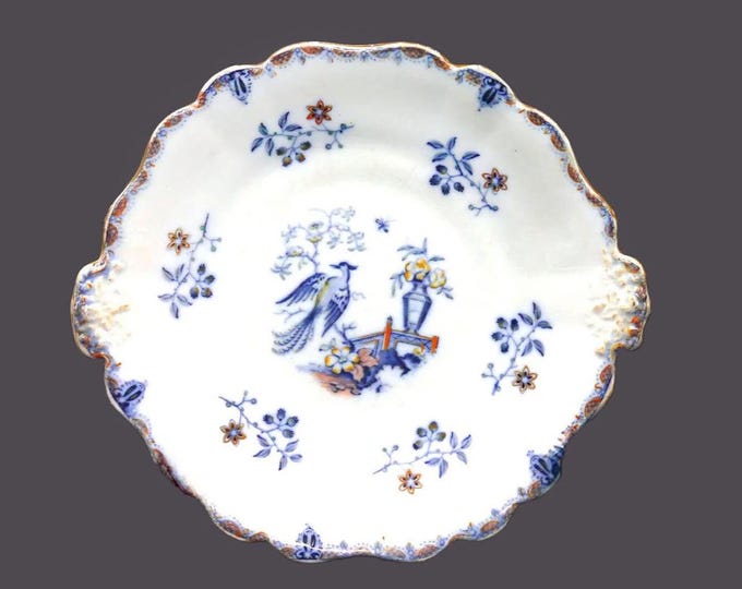 Antique Aesthetic Movement Swallow blue and gold handled plate made in England by Charles Meigh.