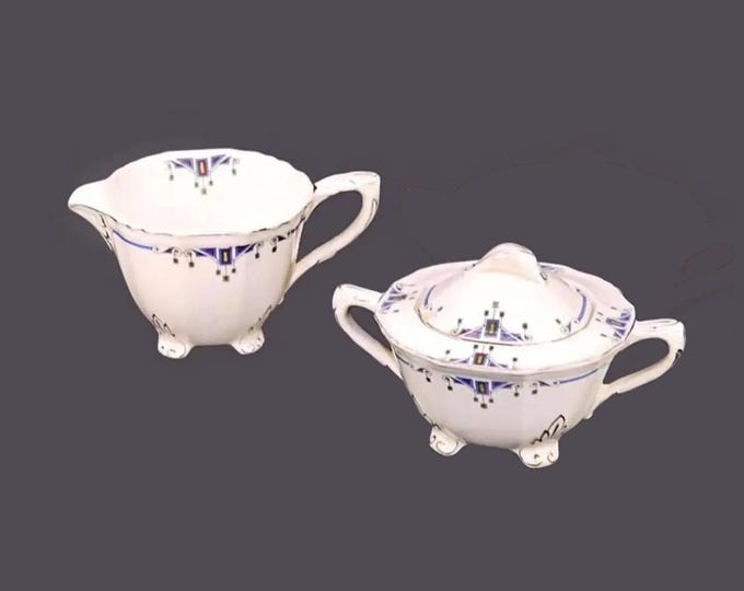 Alfred Meakin Orient creamer and covered sugar bowl set made in England. Flaws (see below).