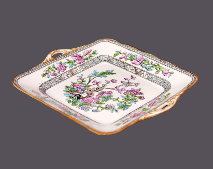 Art deco era Coronet Bone China Indian Tree square lugged cake, cookie, pastry serving plate made in England. Minor flaw (see below).
