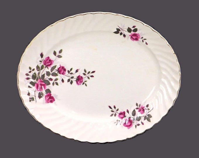 Ridgway Fragrance oval vegetable serving platter. White Mist ironstone made in England.