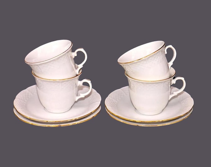 Four Thun THU407 cup and saucer sets made in Czechoslovakia.