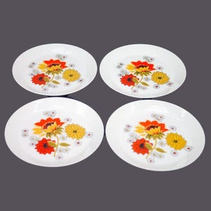 Retro vintage Johnson Brothers Pasadena flower power bread plates made England. 4 plates.