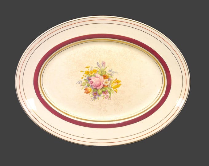 Art-deco era Wood & Sons Regent oval meat platter. Ivory Ware ironstone made in England. Flaws (see below).