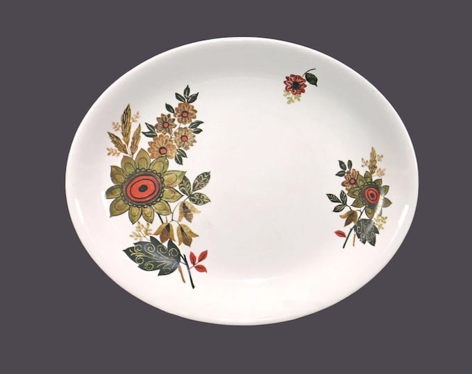 Alfred Meakin oval platter. Glo-White ironstone made in England. Orange green flowers.