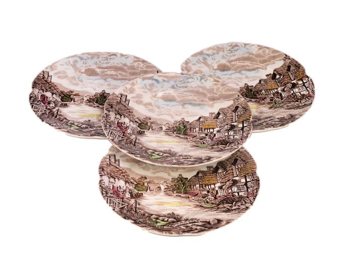Johnson Brothers Olde English Countryside Brown Multicolor bread plates made in England. Choose quantity below.