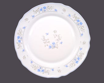 Vintage Arcopal Romantique chop plate, round platter. Blue-and-white milk glass France.