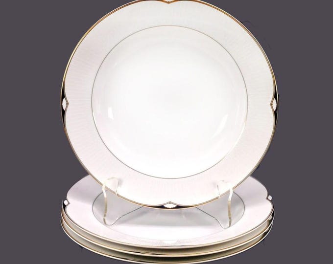 Four Oscar de la Renta Aegean L5545 rimmed soup bowls made in Japan.
