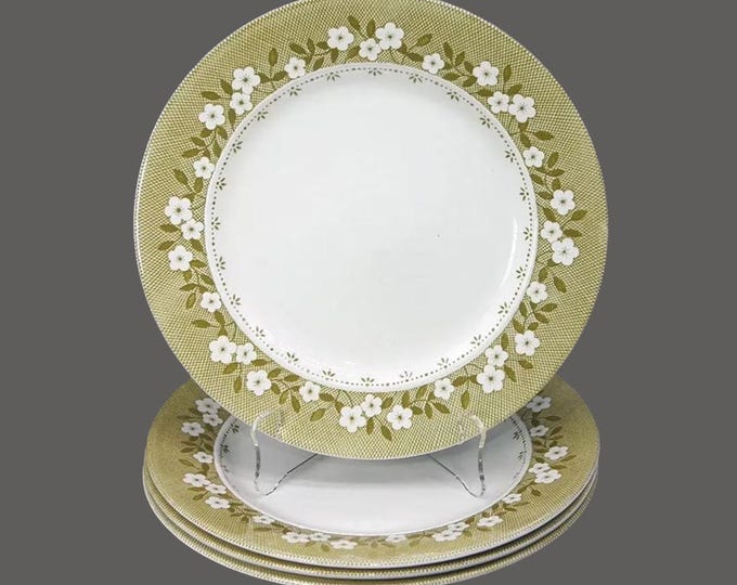 Vintage J&G Meakin Mayflower dinner plates made in England. 4 plates. Flaw.