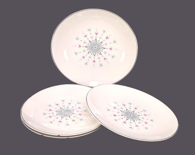 Four Johnson Brothers JB832 Atomic Starburst | Kaleidoscope oval bread plates made in England. Flaws (see below).