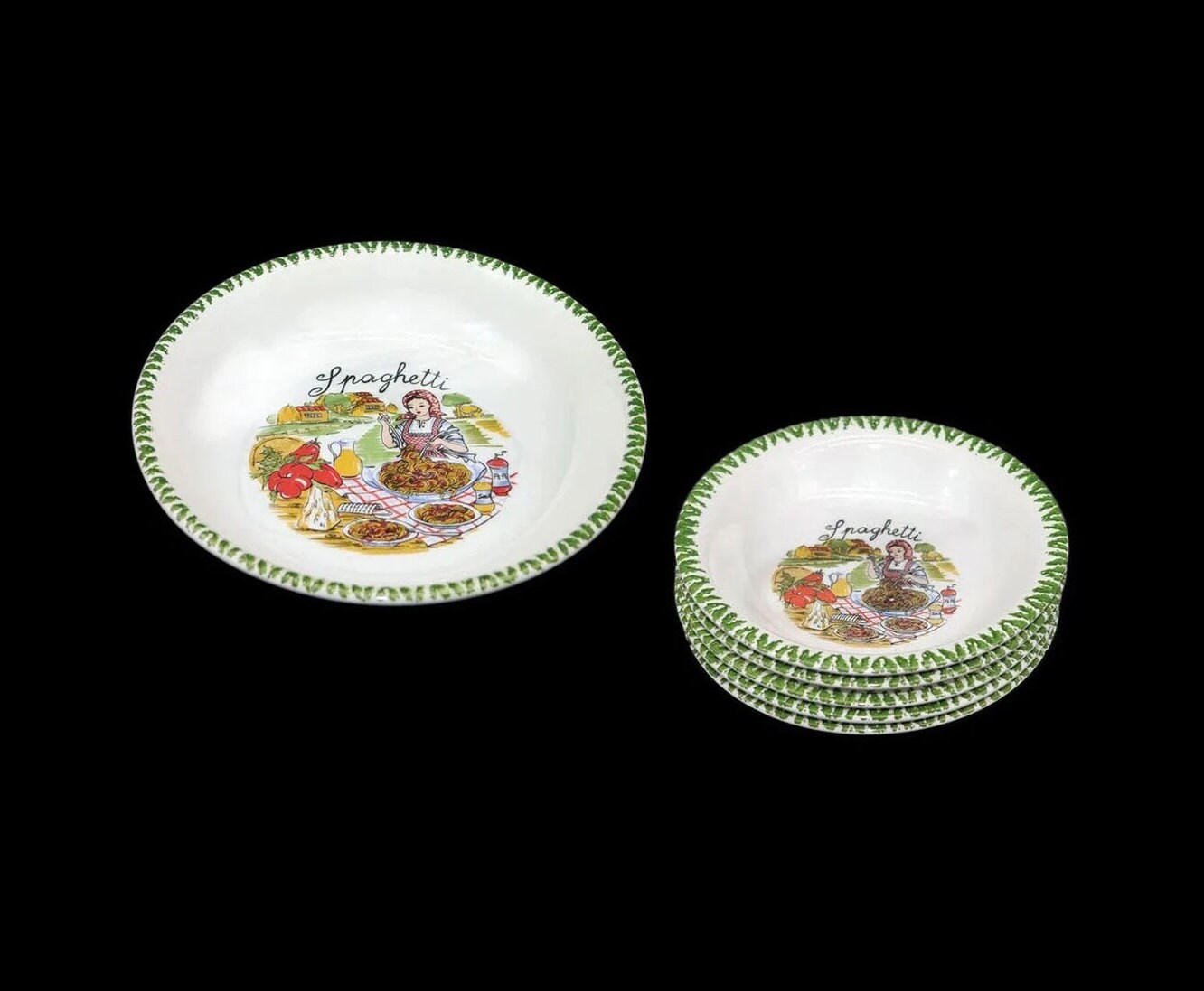 CMS Italy pasta bowl set. Large serving bowl, five individual pasta