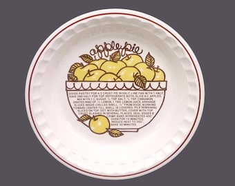 Vintage Sunnycraft Apple Pie Plate: Stoneware Recipe Pie Baker