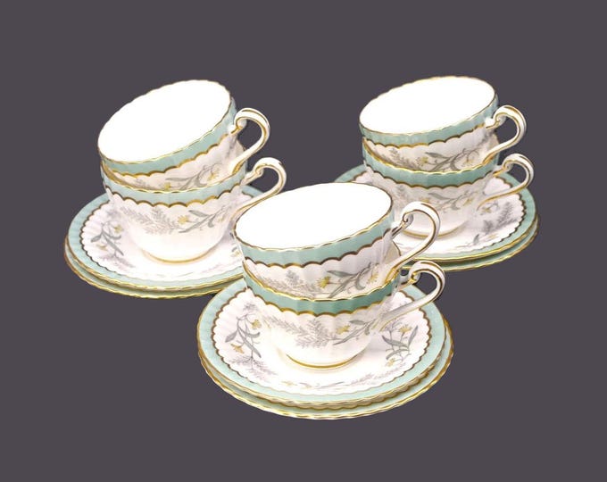 Six Paragon Sylvan Z1482 bone china cup and saucer sets made in England. Similar to Athens.