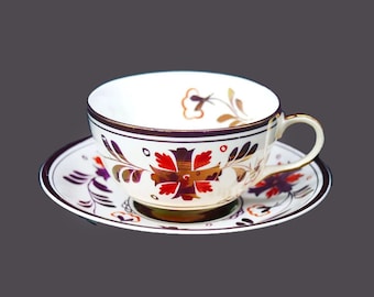 Art Deco Grays Pottery Cup and Saucer: Copper Luster Celtic Design