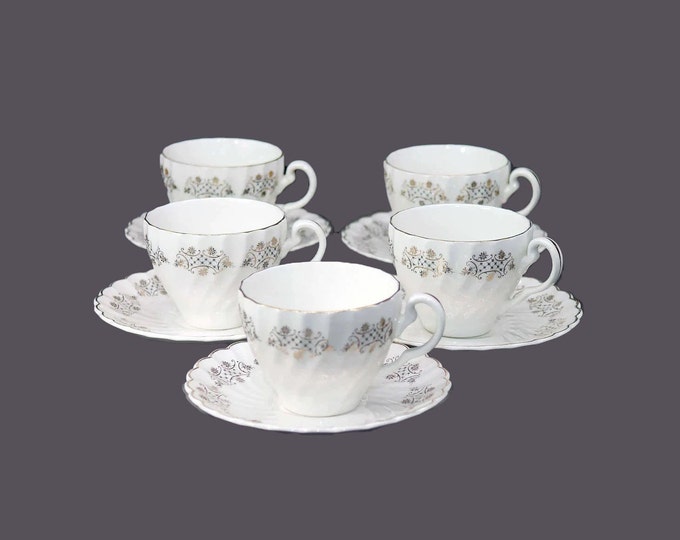 Five Johnson Brothers JB569 | Sovereign Potters Nocturne cup and saucer sets. Orphan saucers also available.