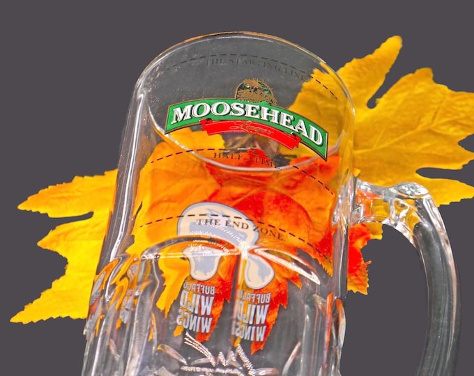 Moosehead Lager Buffalo Wild Wings 24 oz football half-time glass stein. Gift for him. Gift for dad.