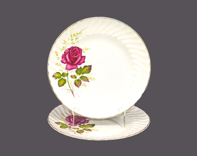 Pair of Ridgway Anniversary Rose dinner plates made in England.
