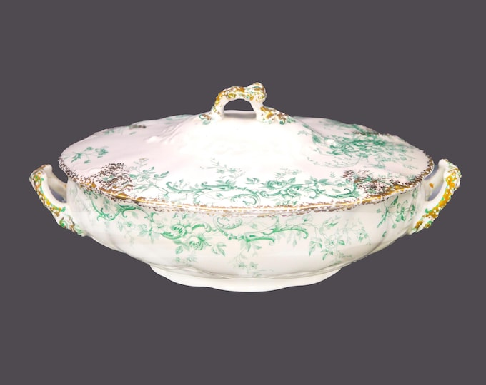 Antique Edwardian Age Sampson Hancock & Sons Ivanhoe oval, covered serving bowl made in England.