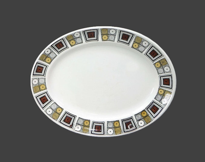 Retro Broadhurst Rushstone oval platter. Kathie Winkle design made in England.