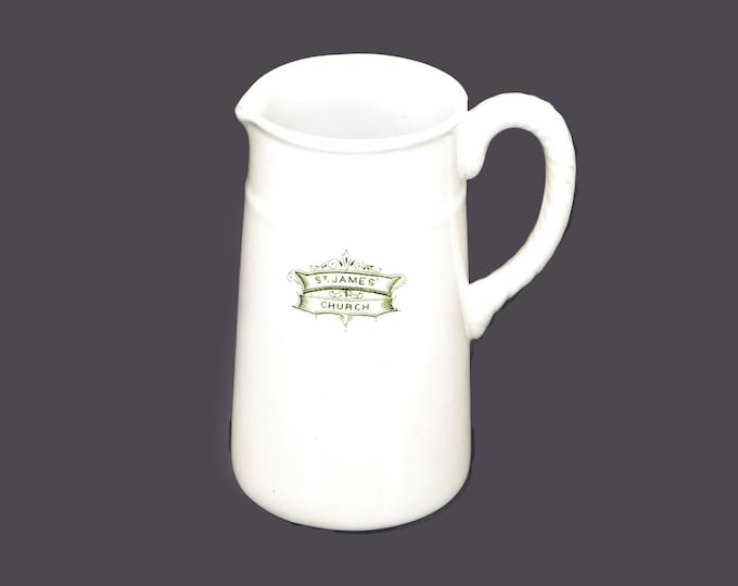 Late Victorian era Ridgways St. James Church creamer or milk jug. Relic from St. James Church Thamesville Ontario. Made in England.