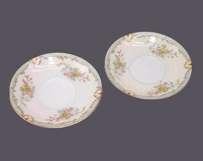 Pair of Noritake hand-painted Nippon Lanare cup and saucer sets made in Japan. Sold as pairs only. Orphan saucers also available.