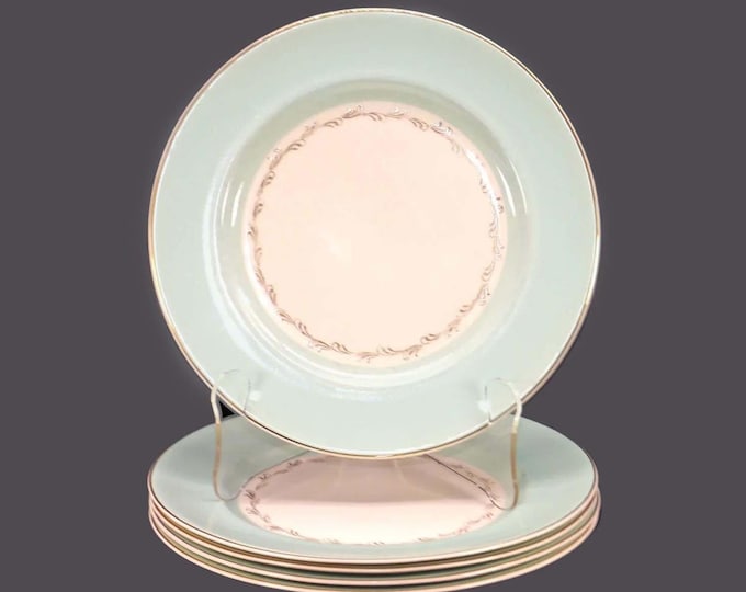 Five antique Edwardian Age Johnson Brothers JB917 dinner plates made in England.