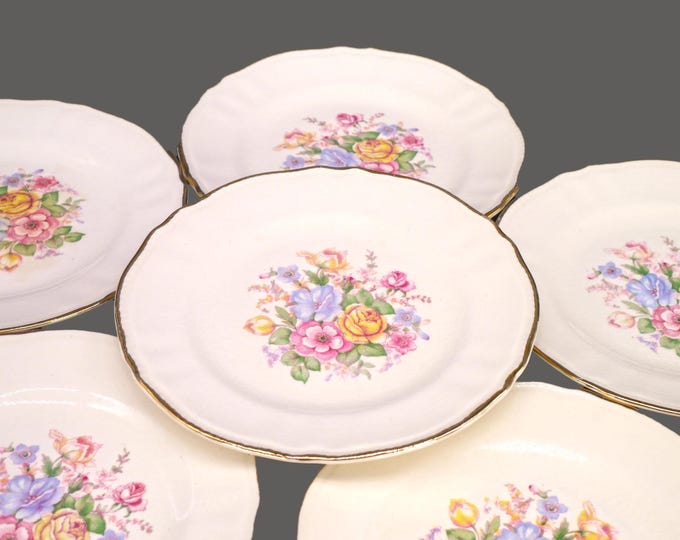 Vintage Sovereign Potters Barbara Ann bread, dessert plates. Set of 6.
