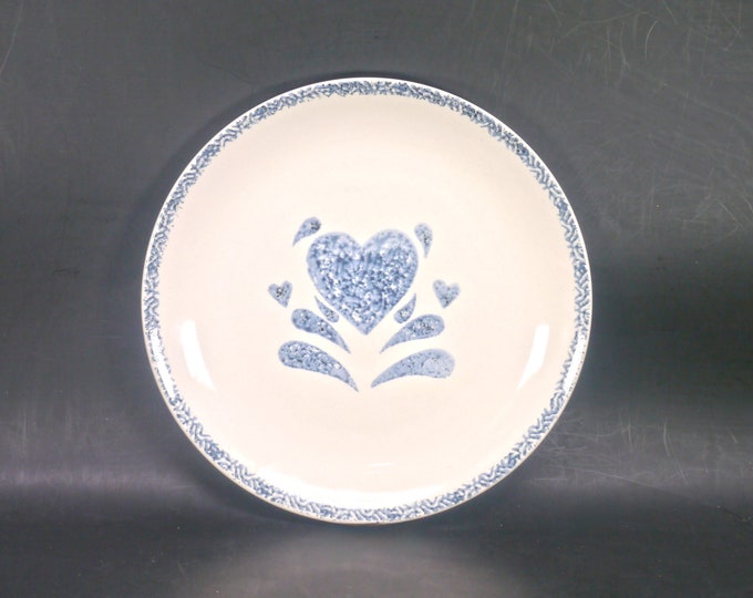 Gibson Designs My Love dinner plate. Blue hearts, blue sponge border. Sold individually.