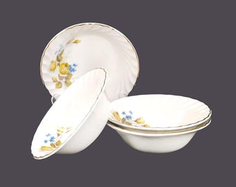 Vintage Ridgway Favourite Rose cereal bowls made in England. Yellow rose.