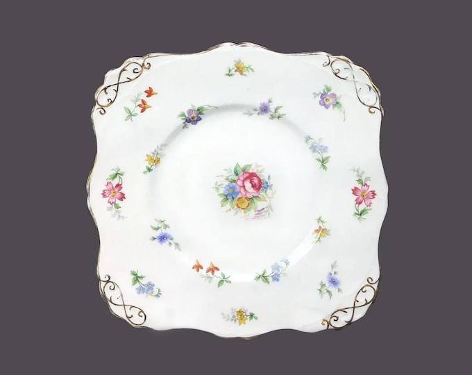 Tuscan Bone China Bouquet square lugged serving plate made in England.