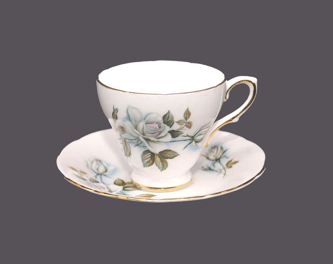 Delphine bone china cup and saucer set made in England. Blue roses.