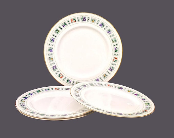 Four Royal Doulton Tapestry TC1024 large dinner plates. Bone china made in England.