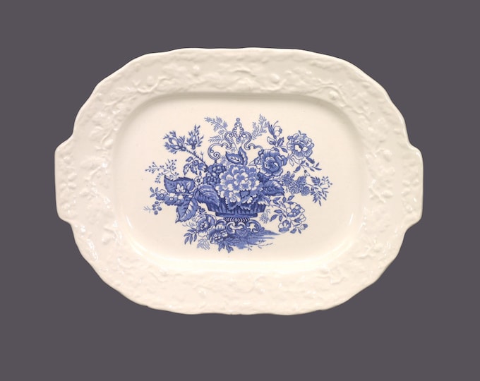 Masons Ascot on Oak | Hanging Basket lugged vegetable platter. Blue-and-white tableware made in England.