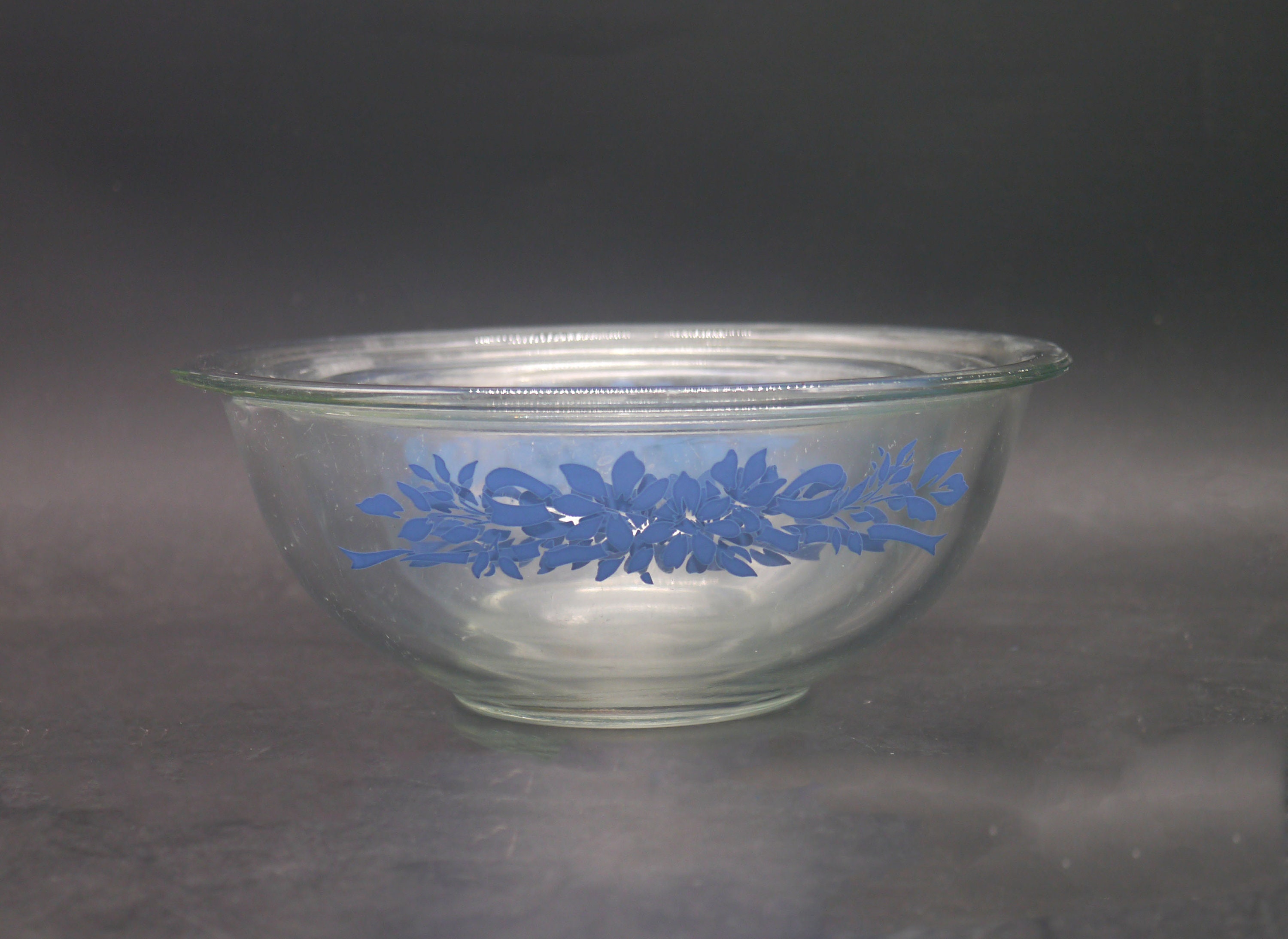 Three Pyrex PYR39 blueandwhite glass mixing bowls made in the USA