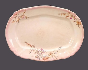 Antique Edwardian Age Ridgways Waverley oval platter | tureen under-plate. Royal Semi-porcelain made in England. Flaws (see below).