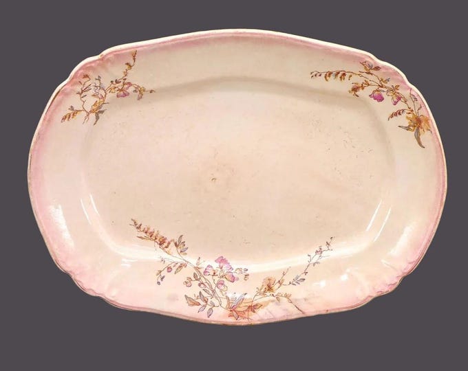 Antique Edwardian Age Ridgways Waverley oval platter | tureen under-plate. Royal Semi-porcelain made in England. Flaws (see below).