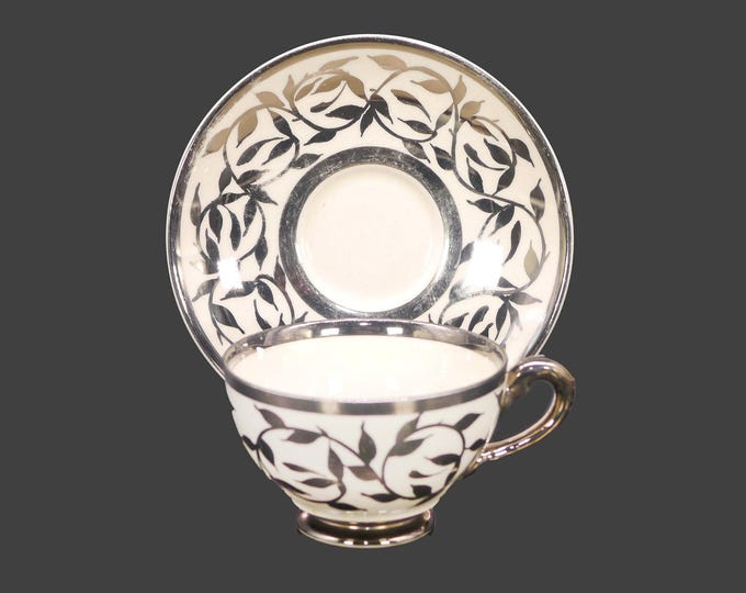 Myott Old Silver Luster 1505F cup with saucer set made in England.