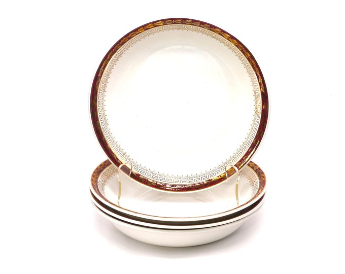 Four North Staffordshire Pottery Royalty | NOS1 coupe soup bowls made in England. Flaws (see below).