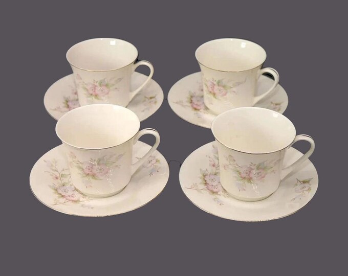 Four Sadler Romance cup and saucer sets.