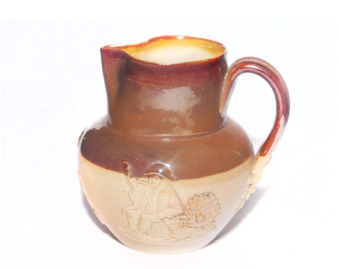 Victorian Royal Doulton salt-glazed hunting scene jug. Great man gift | home bar use. Made in England. Flaw (see below).