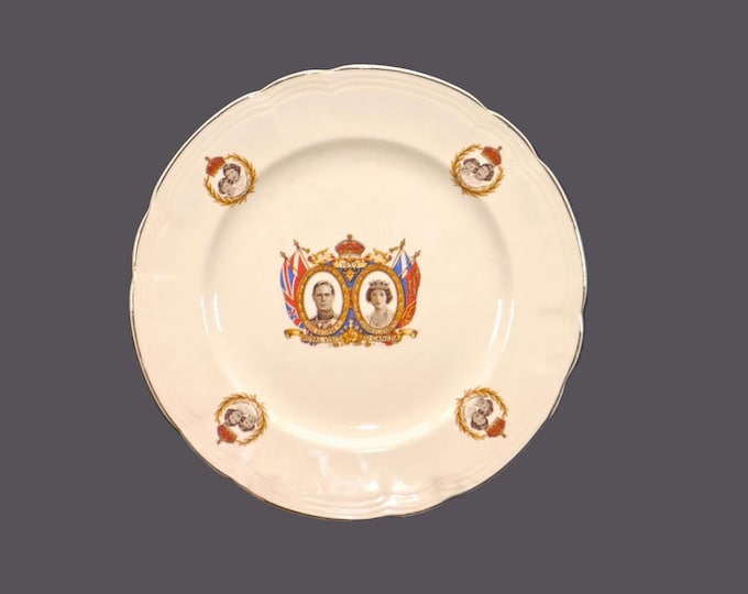 Alfred Meakin commemorative plate George VI Queen Elizabeth 1939 Visit to Canada. Royal Marigold ironstone made in England.