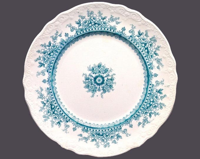 Antique Dudson Wilcox & Till Regal dinner plate. Teal florals. England.